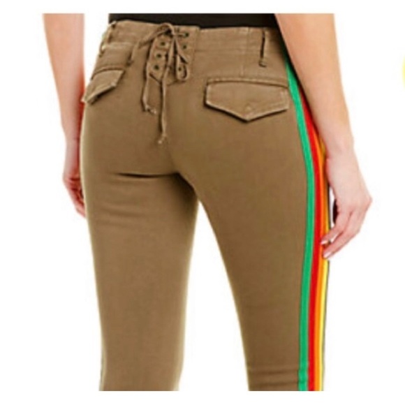 Pam & Gela Rainbow Striped uniform military green size 24 pants - Picture 4 of 7